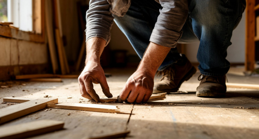 Убрал ламинат и за 5 тыс руб сделал новый пол на кухне: нашел материал надежнее и теплее - без пыли и лишней мороки