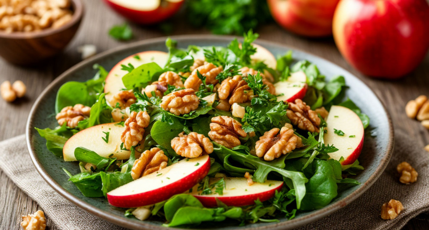 Сладкий салат с яблоком и орехами "Кони в яблоках" — обязателен на новогоднем столе: Огненная Лошадь пошлет удачу на весь 2026 год