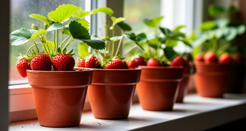 Выращиваю клубнику хитрым методом дома в горшке так, что плодоносит круглый год — способ, о котором мало кто знает