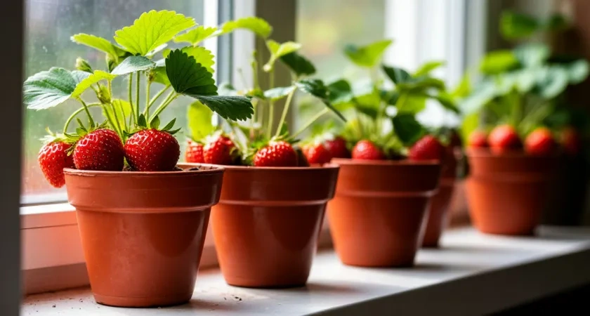 Выращиваю клубнику хитрым методом дома в горшке: плодоносит круглый год — такой способ мало кто знает