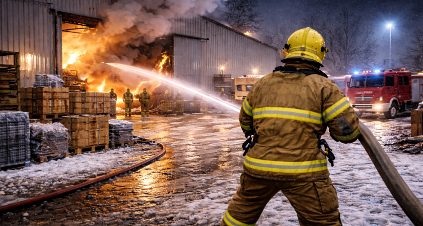 В Кургане потушили пожар в ангаре с газовыми баллонами