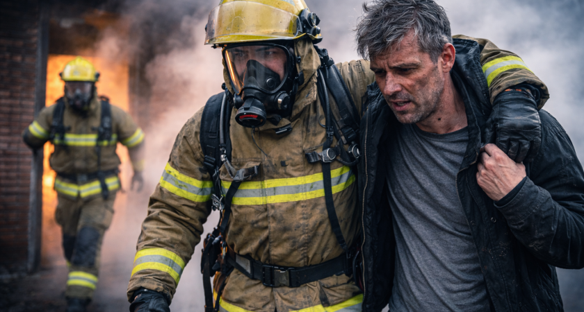 В Кургане при пожаре в жилом доме спасли отца и двоих детей