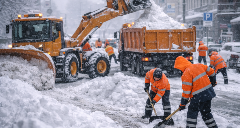 В Кургане ежедневно вывозят до 9 тысяч тонн снега