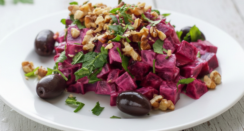 Готовлю панцаросалату вместо винегрета: греческий салат из свёклы всегда улетает первым со стола — секрет в нежной заправке