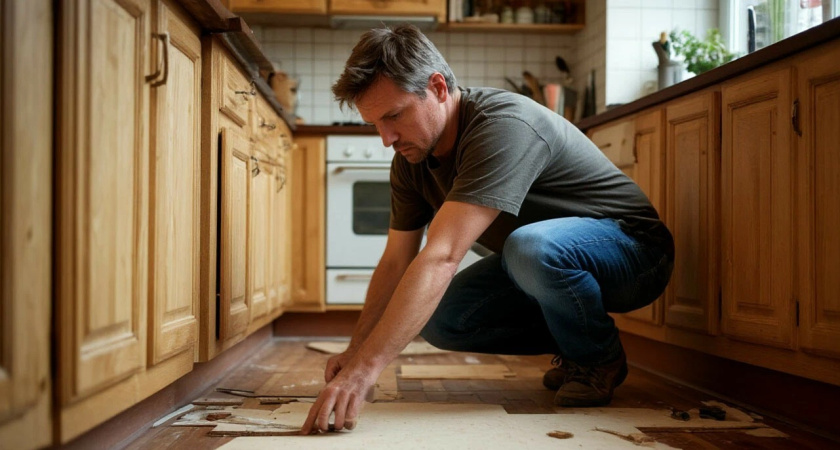 Убрал ламинат и постелил новый пол на кухне: за 5 тыс руб нашел  материал в 100 раз надежнее и теплее - без пыли и лишней мороки