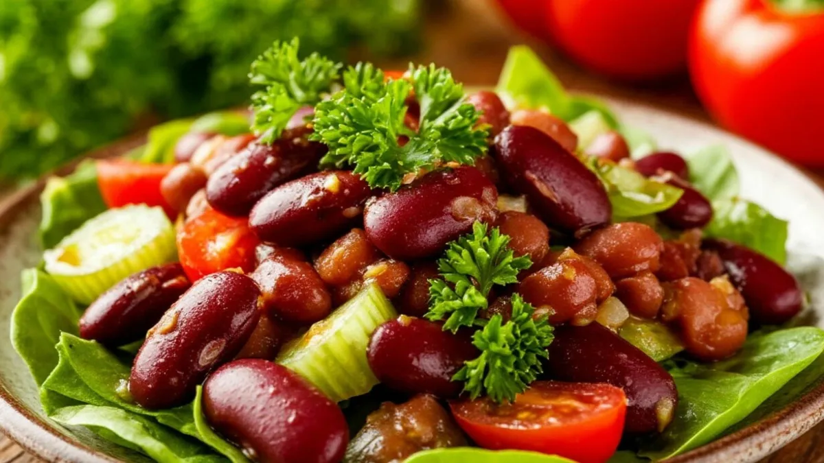 Идеальное блюдо для постного меню - питательный и полезный салат с фасолью: заменит любой гарнир