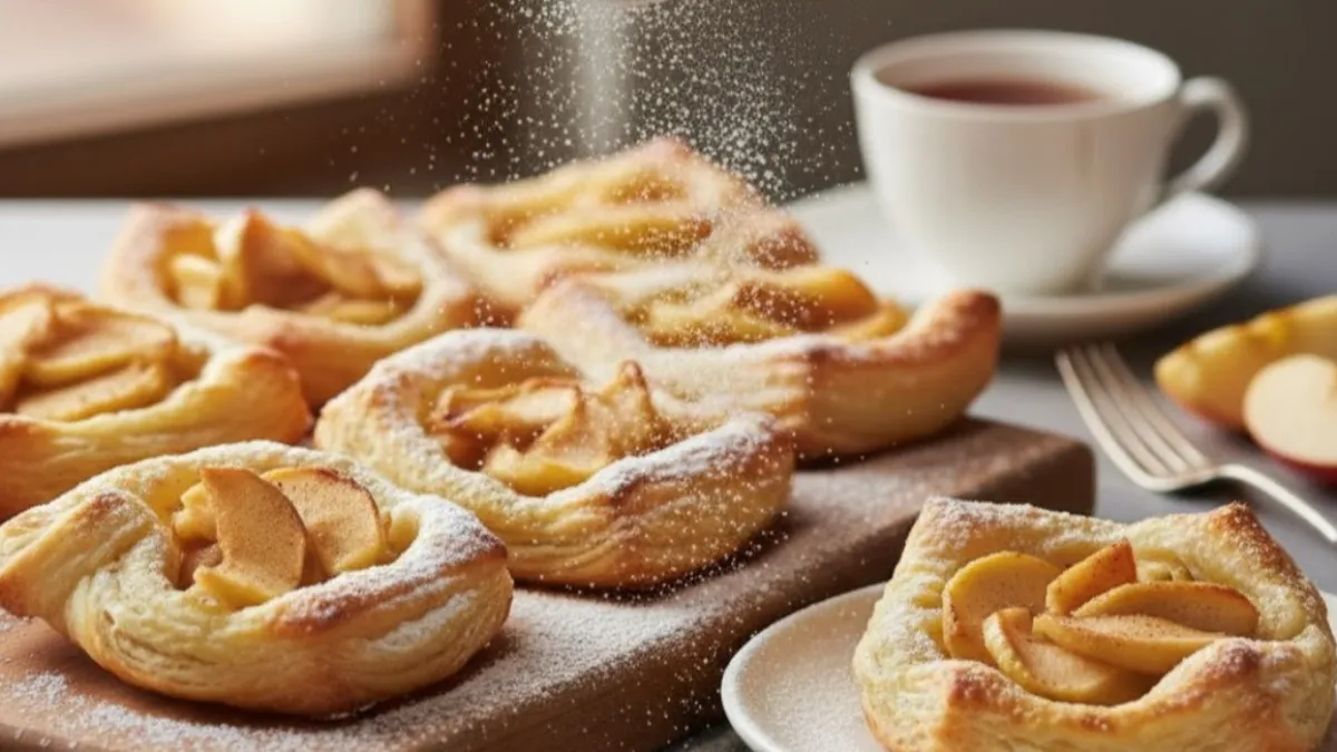 На завтрак домашним пеку открытые яблочные слойки: простой рецепт за 30 минут - даже руки запачкать не успеваю