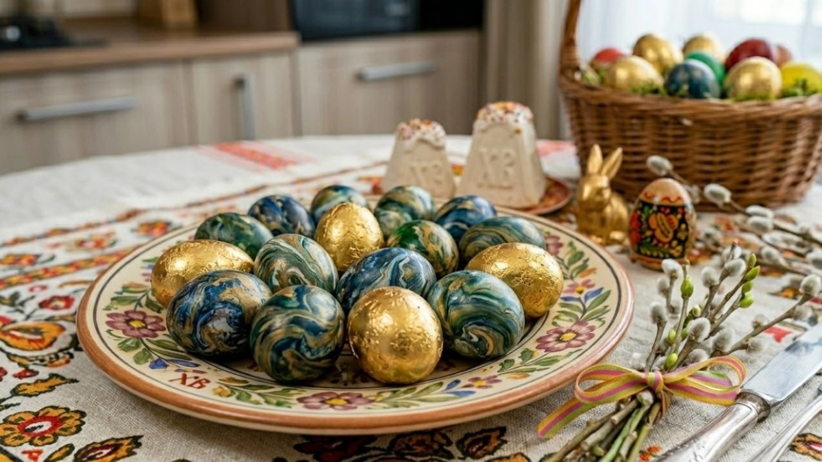 От мраморного до золотого: 2 простых трюка с фольгой - и драгоценные крашенки на Пасху готовы