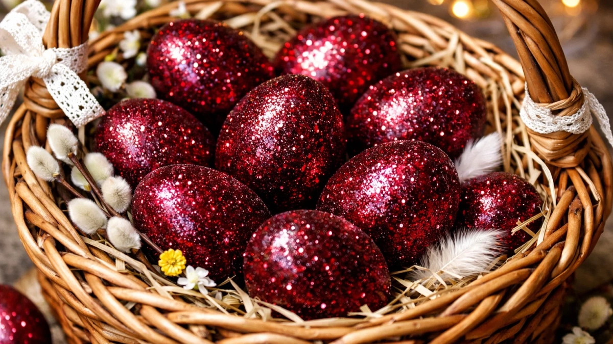 Делаю самые модные яйца на Пасху: благородные бургунди с блестками - мой хит сезона 2026