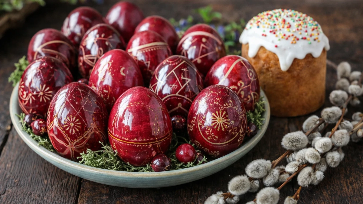  Яйца будто гранатовый браслет на блюде: красители на Пасху покупаю только в овощном - старинный способ крашенок