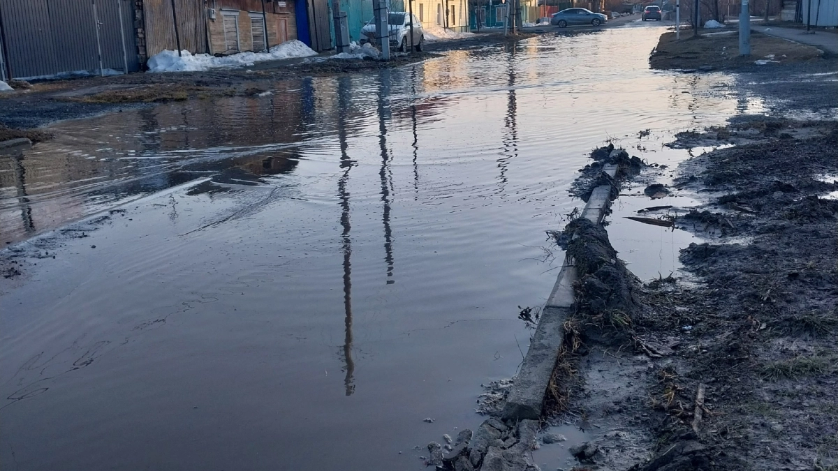 Одну из улиц Кургана затапливает из-за неработающей ливнёвки