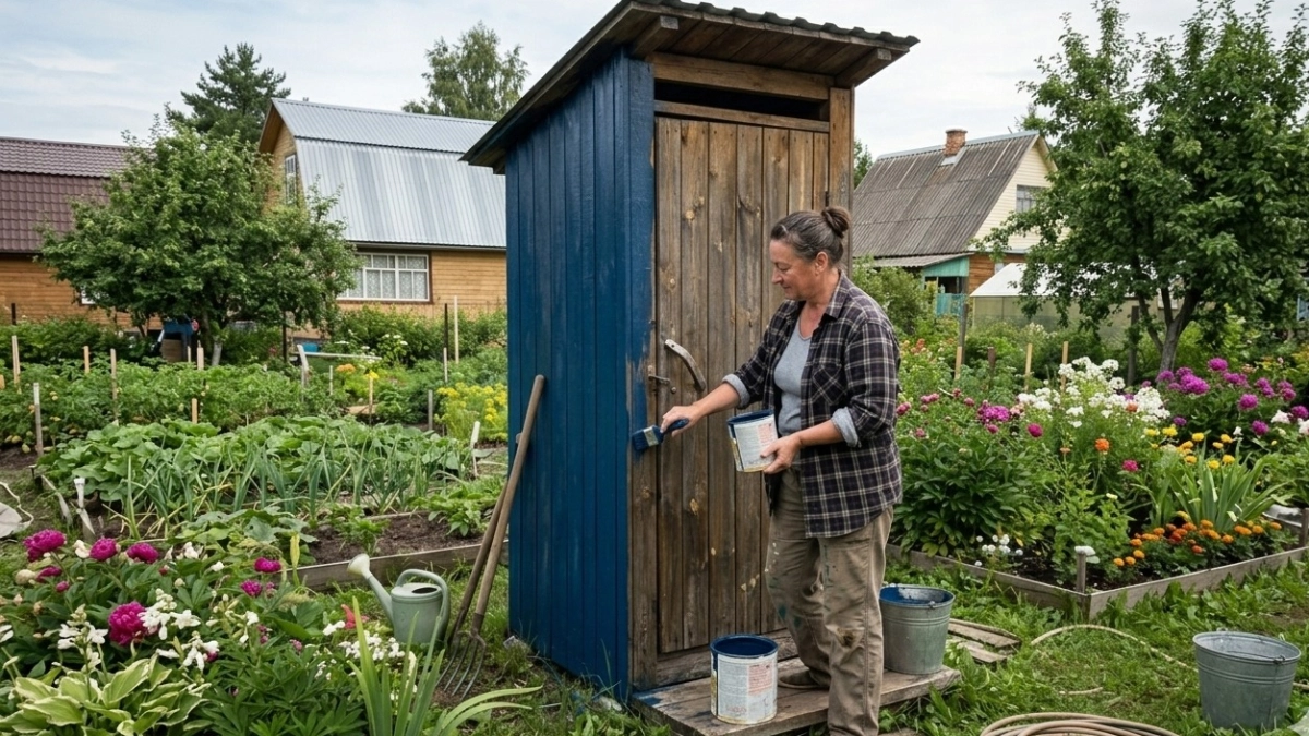 Больше не мучаюсь с чисткой дачного туалета: придумала способ высветлить потемневшее дерево - стены с потолком краше новых