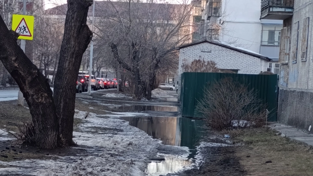 В Кургане школьники вынуждены добираться на учёбу по тине