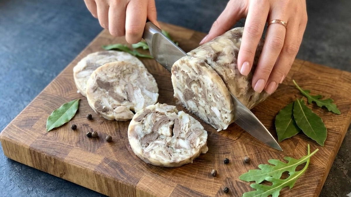 Вместо "химозной" магазинной колбасы — сочный зельц из курицы и субпродуктов в бутылке: здоровый завтрак без желатина и хлопот