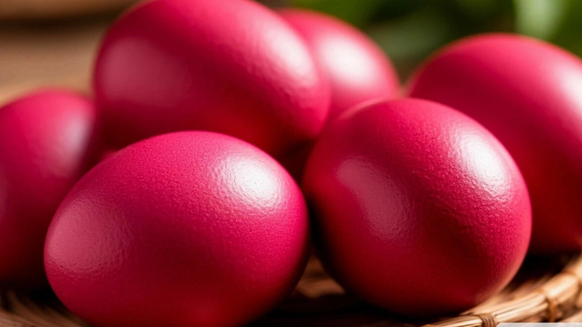 Главный тренд на Пасху 2026: яйца цвета бордо с дорогим мерцанием - нужна только шелуха и чай