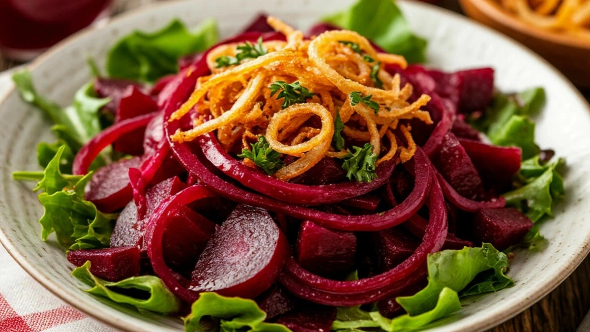 Беру 1 свеклу и жареный лук: винегрет и рядом не стоял - вкусный и легкий салат хоть на ужин, хоть к празднику