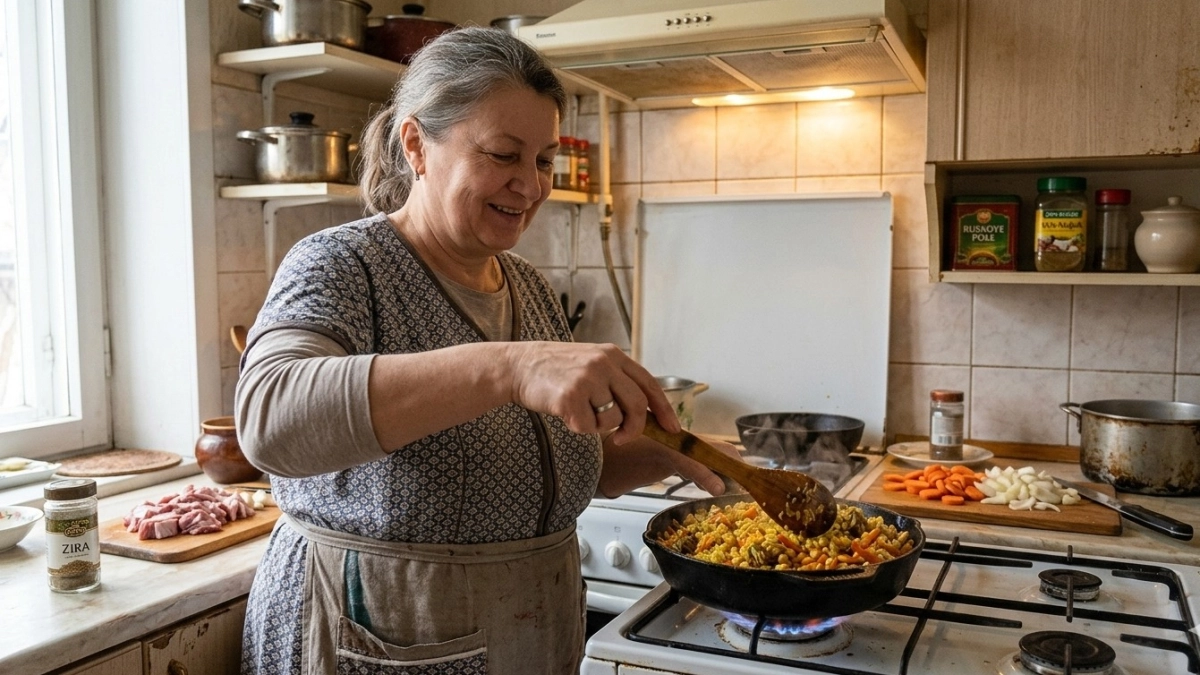 Узбекский плов "3 стакана" на сковороде — простой и сытный рецепт для теплого ужина всей семьи
