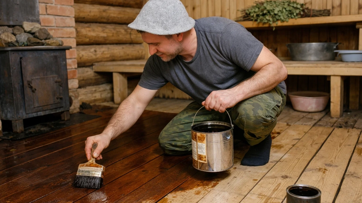 Магазинные пропитки — сплошной маркетинг: сделал вечный пол в бане забытым средством для защиты дерева