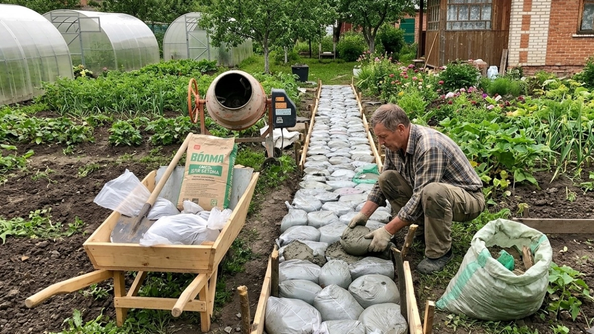 Пенсионер из деревни придумал хитрый трюк: сделал садовые дорожки с помощью пакета — соседи выстроились в очередь за советом
