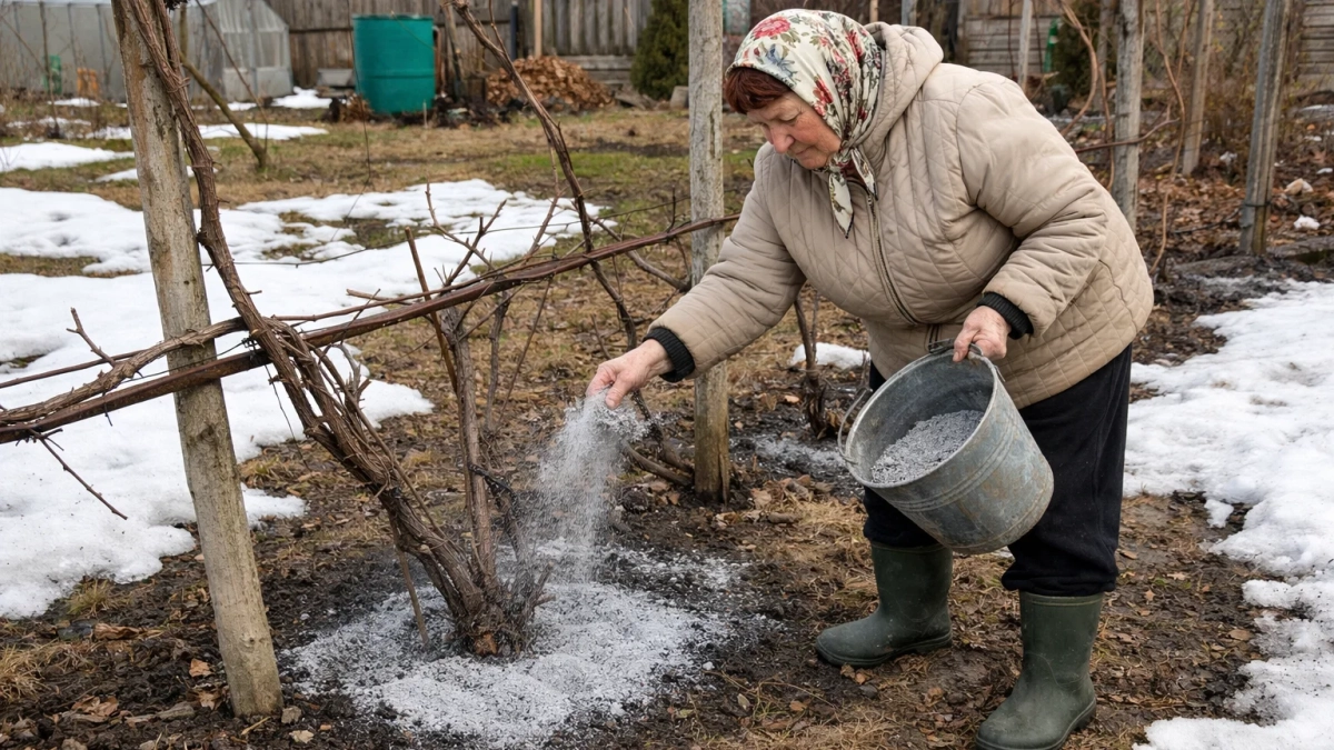 Сыплю под виноград в апреле вместо дорогих удобрений - одно копеечное средство: в августе лоза ломится от гроздей