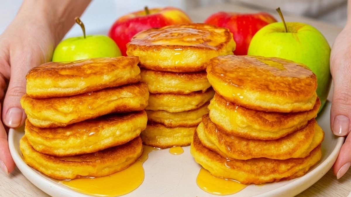 Для хорошего настроения пеку на завтрак яблочные оладушки: простой замес 2 ингредиентов - и солнечное блюдо на столе