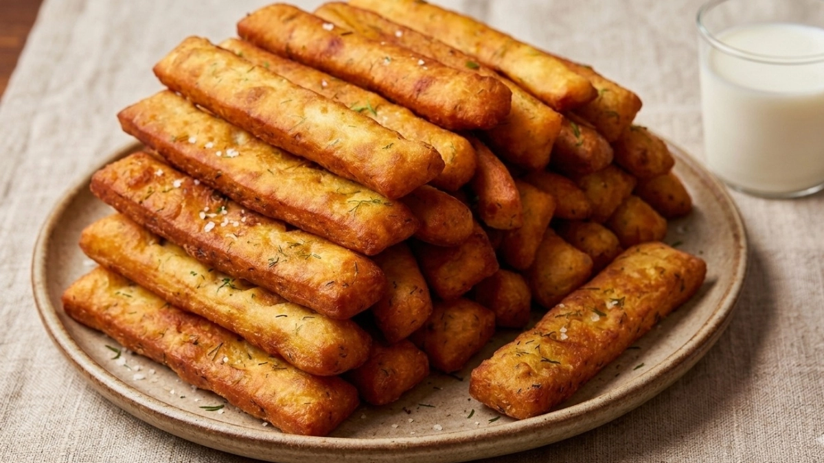 Запечатываю сыр в тесто и пеку - и гора творожно-картофельных палочек на столе: чайник еще не вскипел, а домашние уже расхватали вкуснятину 