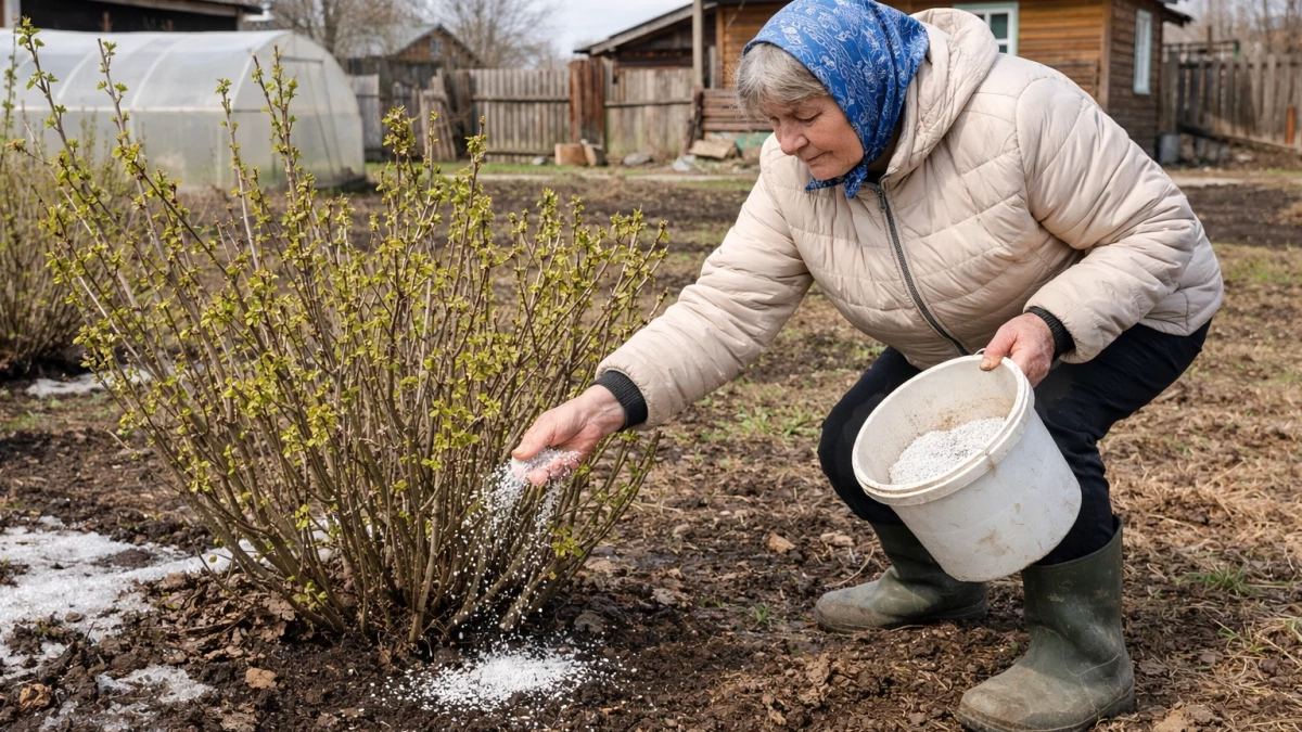 Бросаю 3 ложки под смородину после цветения — и ягоды наливаются мёдовым вкусом: размером с крупный виноград, трещат от сладости