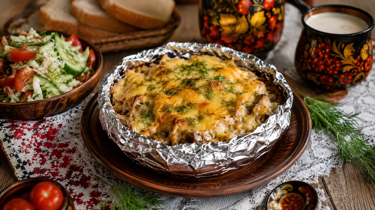 Вместо скучного картофеля по-французски — запекаю нашу картошечку по-русски с грибами и мясом: ой-ой-ой, как вкусно