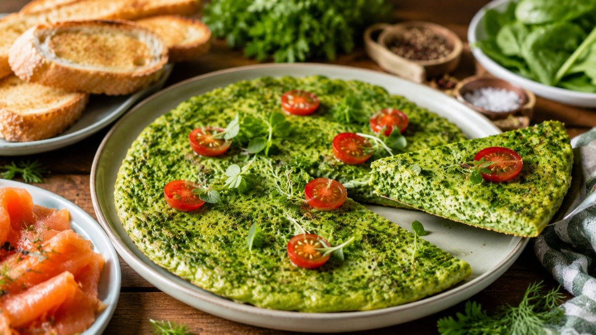 Все лето делаю зеленую яичницу — вкусный способ съесть много зелени и кабачка: подаю с тостом или рыбкой