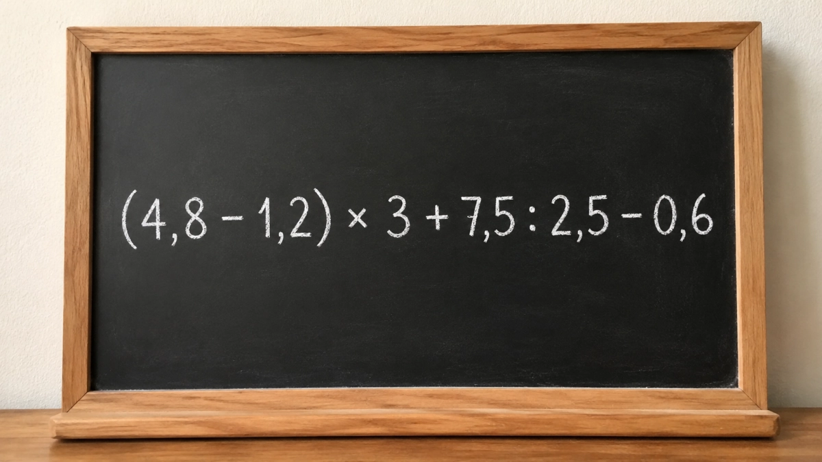 Мозг так и просится посчитать неправильно: решите пример (4,8 − 1,2) × 3 + 7,5 : 2,5 − 0,6