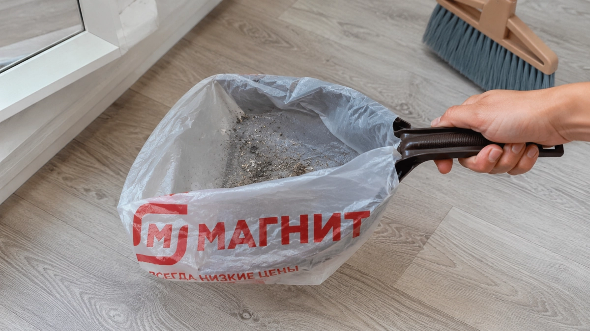 Пакет из «Магнита» надеваю на совок — прыгаю от счастья по всей квартире: полезный лайфхак для чистоплотных хозяек