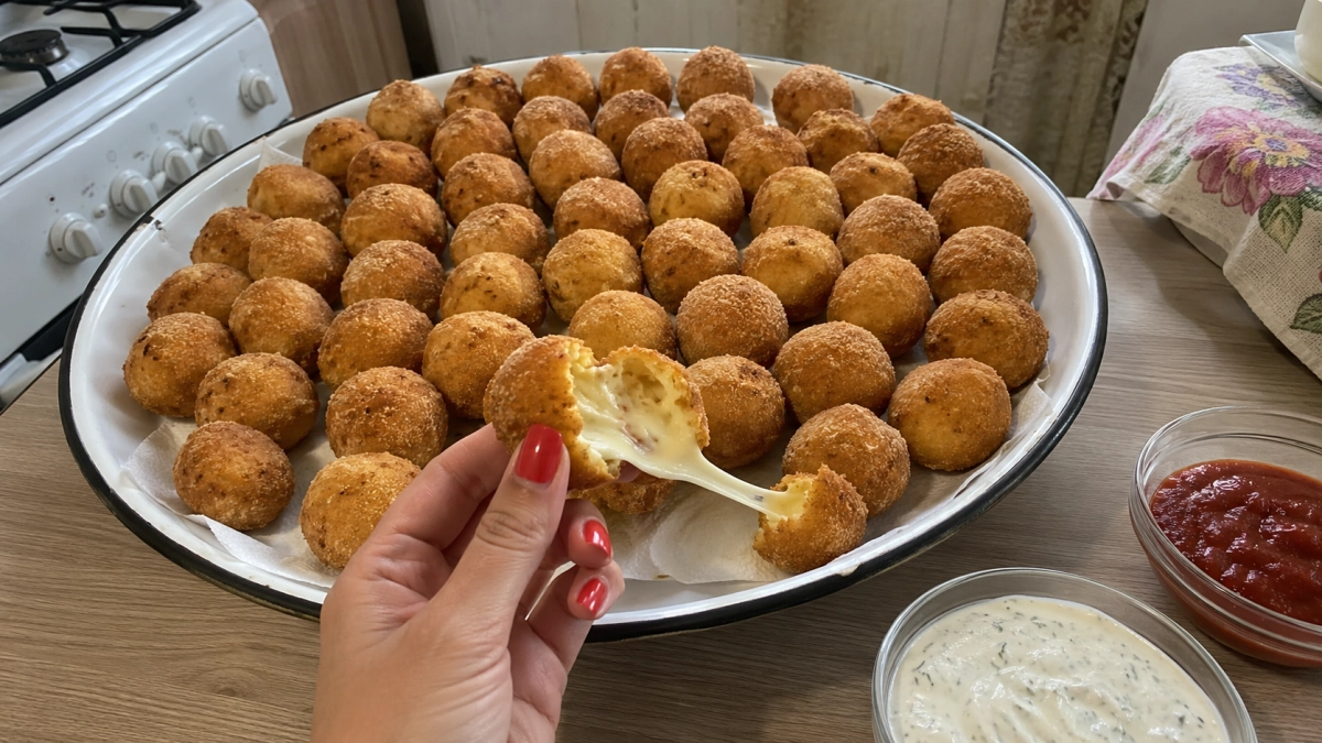 Сырные шарики затмят даже бутерброды со шпротами: закуска, как в придорожном кафе — соленая тянучка под корочкой