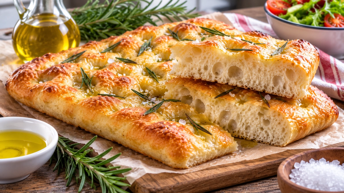 Масло, мука, розмарин — и на столе итальянская фокачча: хрустящая, ароматная, лучше всякого хлеба к супу и салату