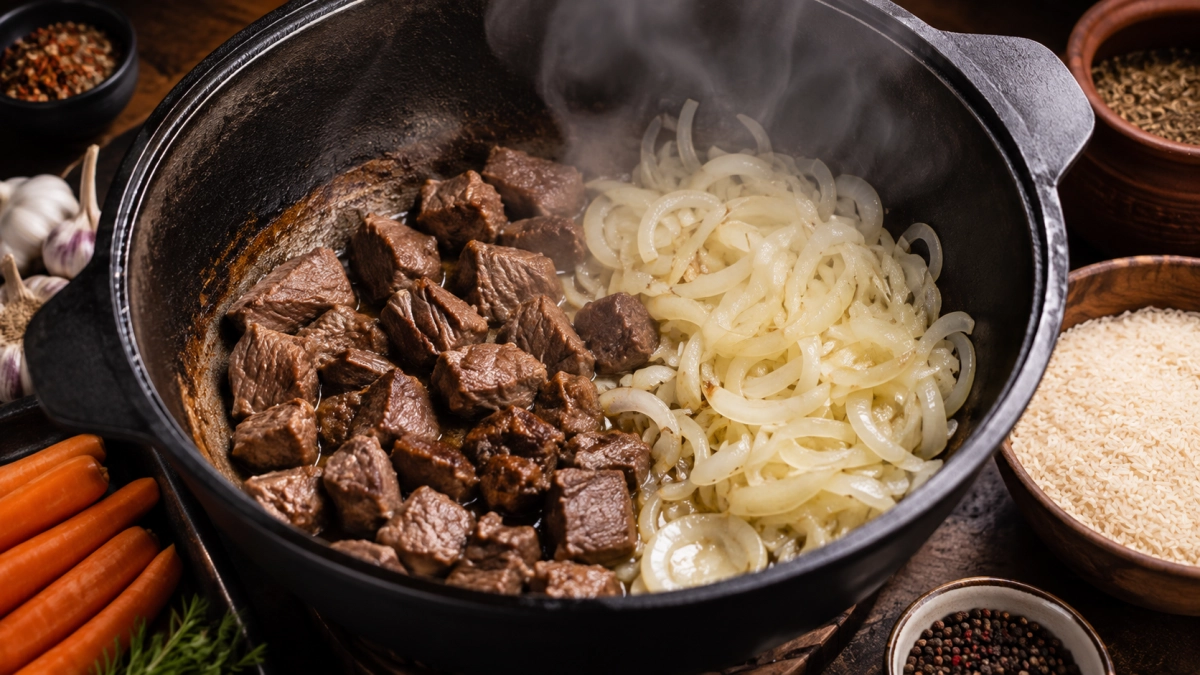 Что жарить первым — лук или мясо: запомните на всю жизнь простое правило вкусного плова
