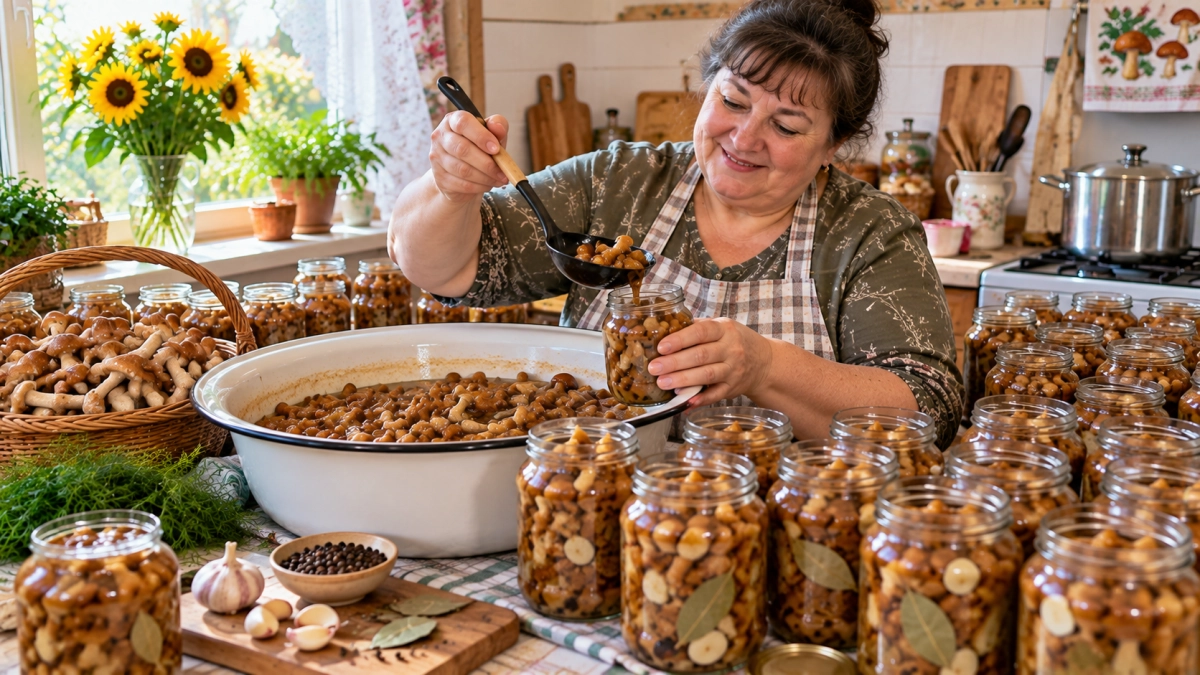 Опята мариную на зиму тазами — и всё равно мало: мой фирменный рецепт съедают первыми