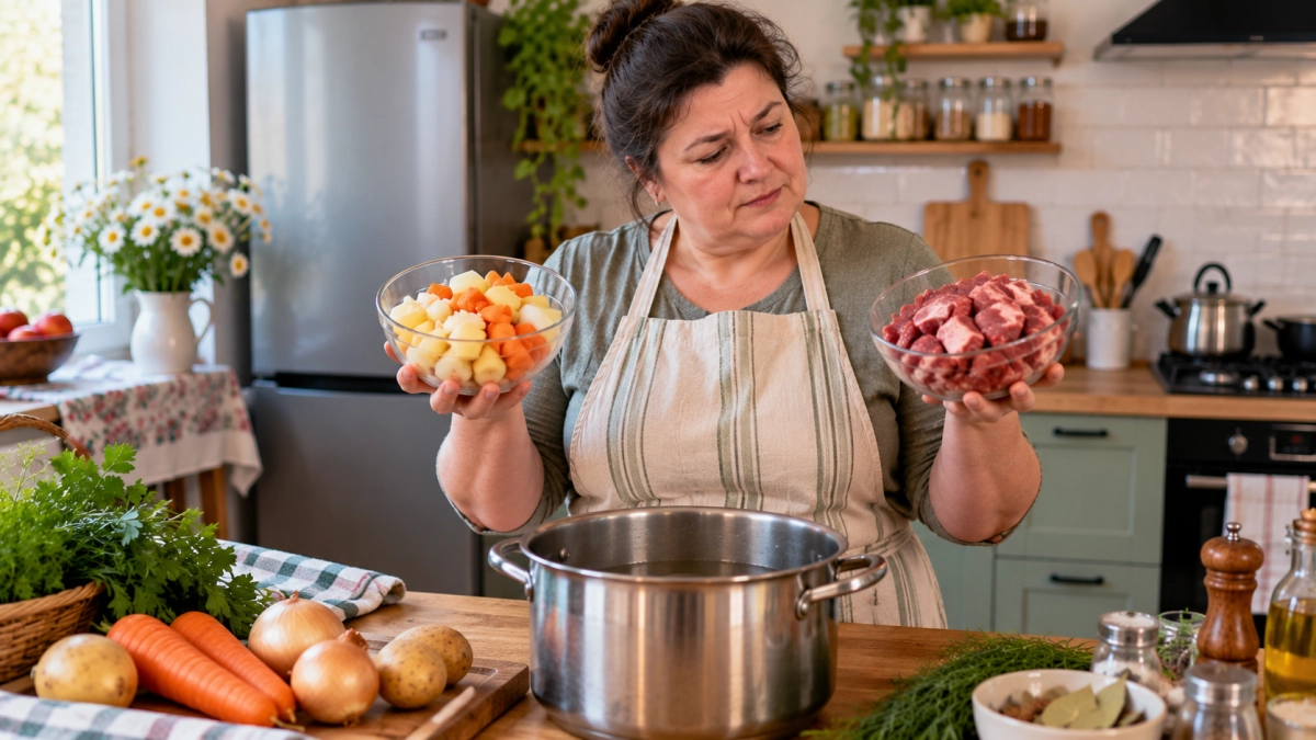 Овощи и мясо варить вместе или раздельно — простое правило, которое меняет вкус супа: запомните раз и на всю жизнь