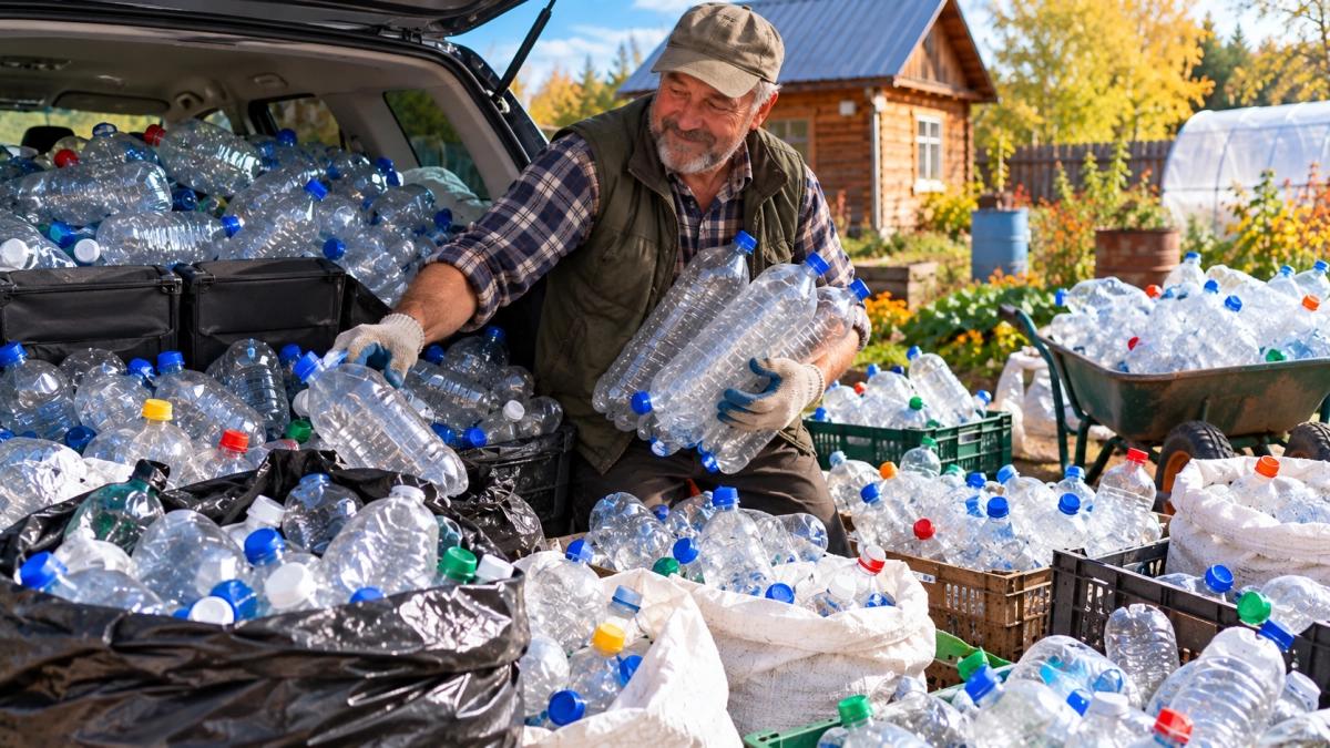 Пустые пластиковые бутылки 1,5 л везу на дачу перед зимой: у них есть 3 важные функции, даже когда на даче никого нет