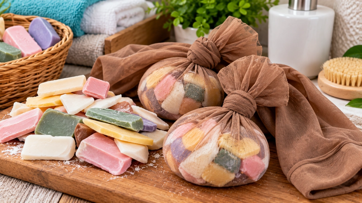 Обмылки + старые колготки — получаю драгоценность для ванной и дачи: 7 полезных применений простого устройства