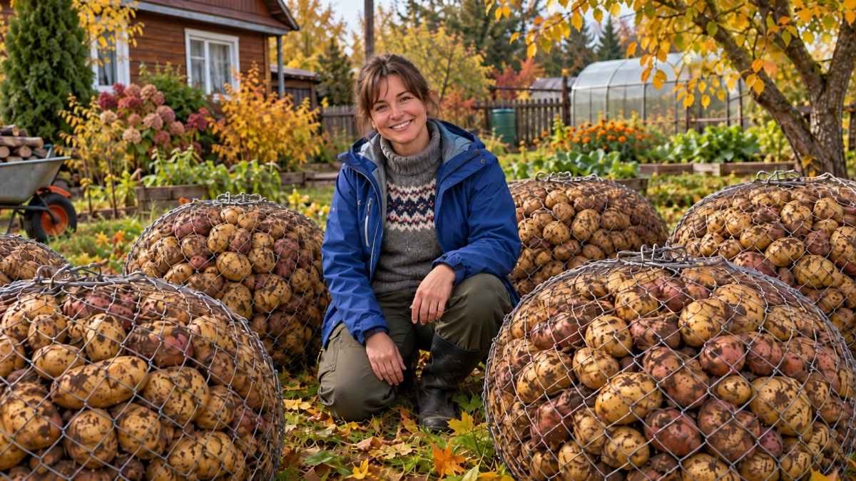 Мастерю шары из рабицы и храню в них картошку: круче любых ящиков — самоделка, которая спасает урожай