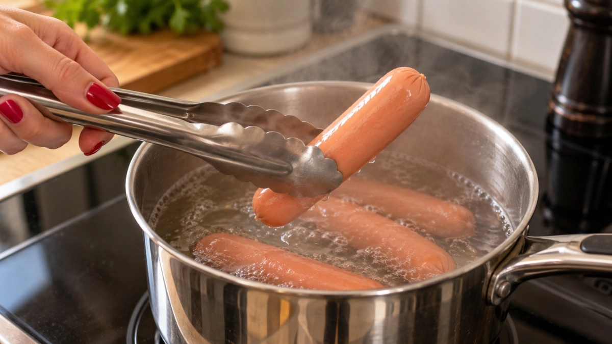 Сосиски будут вкуснее в разы: вся фишка в 3 добавках при варке — не кастрюля, а вертел хотдожной из 90-х