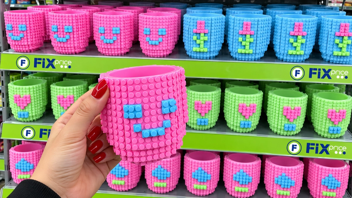 Нашла в Fix Price кружку в стиле LEGO: выглядит как дизайнерская находка из Копенгагена, а стоит копейки